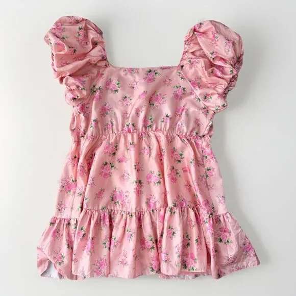 LoveShackFancy Target Cecile Puff Sleeve Dress Pink Melon Floral Size 18W New - Picture 2 of 7